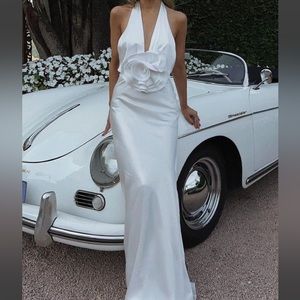 The bar Grayson a white dress